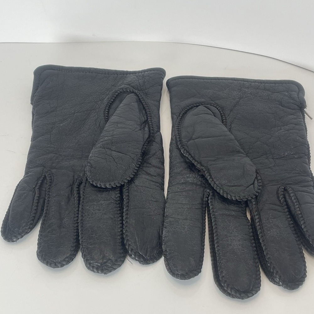 Vintage Sears Leather Gloves Men's Size M Lining Is 100% Orlon Acrylic Made USA‎